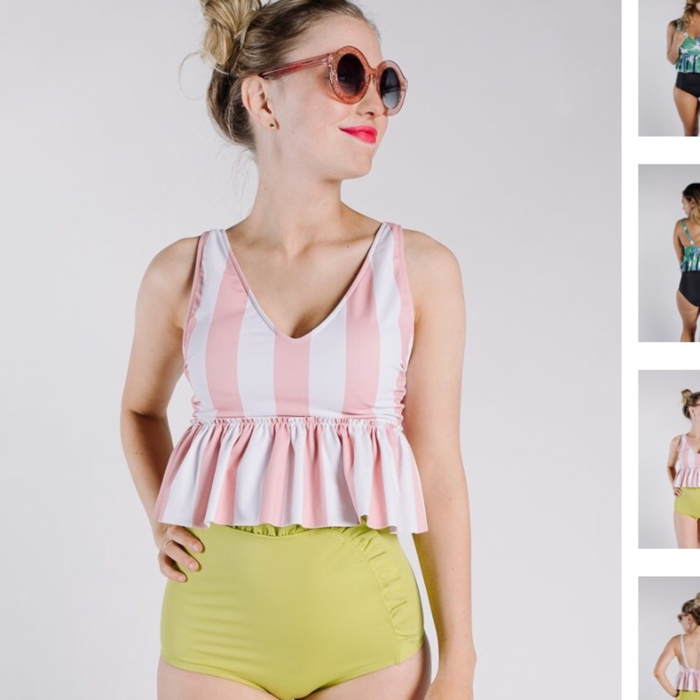 Pink Striped V Neck Top. NWT. SIZE XS